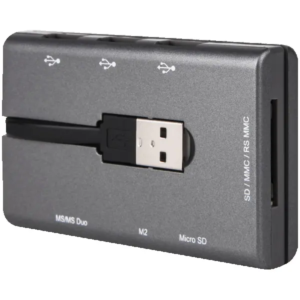 CANYON Combo(3 port USB,MultiCardReader: SDSDHCMMCRS MMSmini SDM2MSMSPMSDMS ProDuomicroSD(T-Flash) ) USB 2.0, Gray, cable length 0.04m, 88*