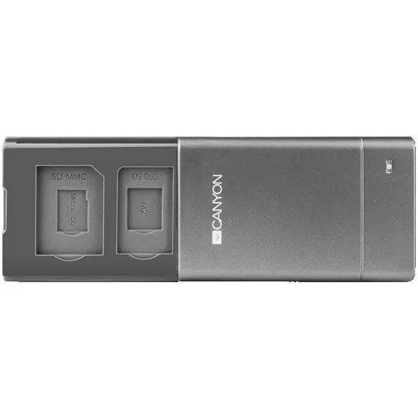 CANYON Combo(3 port USB,MultiCardReader: SDSDHCMMCRS MMSmini SDM2MSMSPMSDMS ProDuomicroSD(T-Flash) ) USB 2.0, Gray, cable length 0.04m, 88*