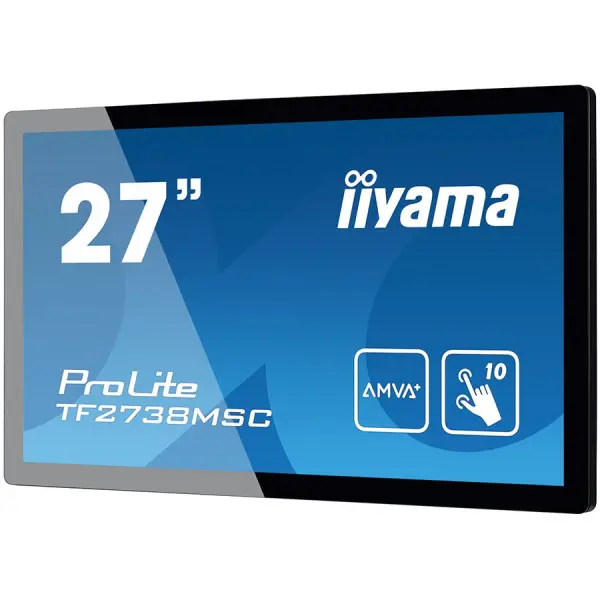 IIYAMA Monitor 27'' PCAP Bezel Free 10-Points Touch Screen, 1920x1080, AMVA3 panel, DVI, HDMI, DisplayPort, 255cdm˛ (with touch), 3000:1, 5m