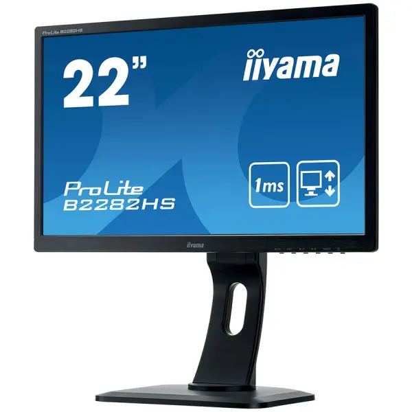 IIYAMA Monitor 21,5'' 1920x1080, 13cm Height Adj. Stand, Pivot, 250cdm2, Speakers, VGA, DVI, HDMI, 1ms ( B2282HS-B1 ) 