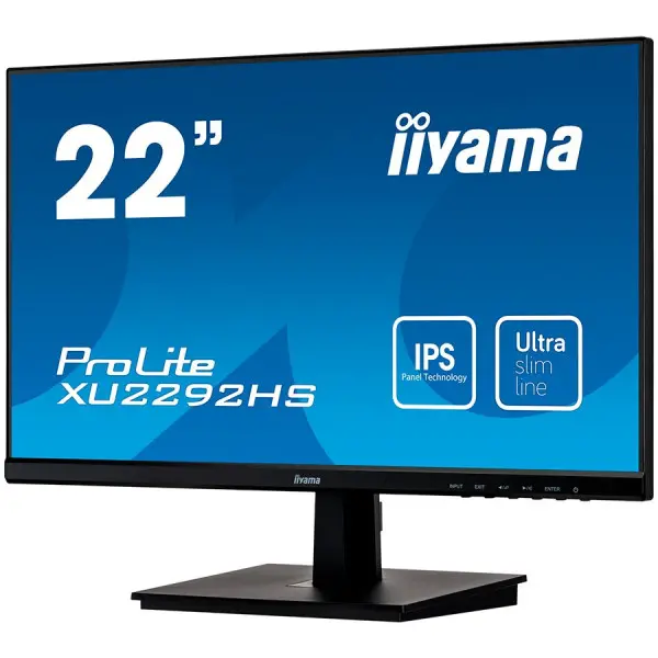 IIYAMA Monitor 21,5'' ULTRA SLIM LINE IPS-panel, 1920x1080, 250cdm˛, Speakers, DisplayPort, HDMI, VGA, 4ms ( XU2292HS-B1 ) 