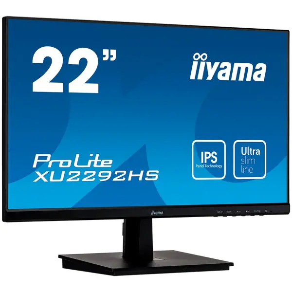 IIYAMA Monitor 21,5'' ULTRA SLIM LINE IPS-panel, 1920x1080, 250cdm˛, Speakers, DisplayPort, HDMI, VGA, 4ms ( XU2292HS-B1 ) 