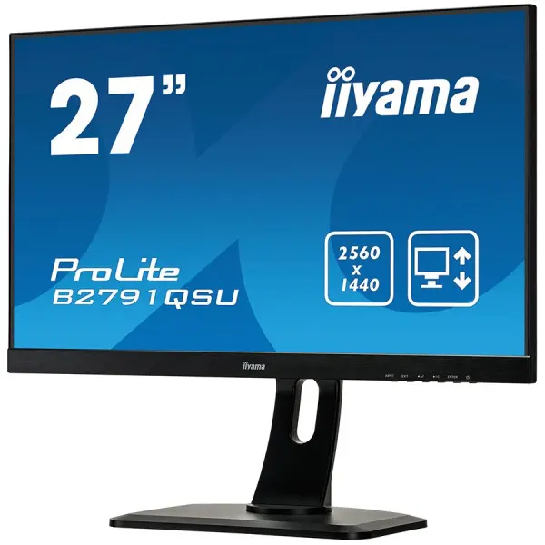 IIYAMA Monitor  27'' ETE TN, 2560x1440 WQHD, 1ms,  FreeSync, 13cm height adj. stand, 350cdm2, DisplayPort, HDMI, DVI, Speakers, USB-HUB(2x3.