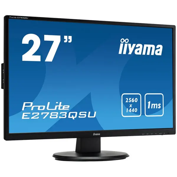 IIYAMA Monitor 27'' TN, 2560x1440 WQHD, 1ms,  FreeSync, 350cdm˛, DisplayPort, HDMI, DVI, Speakers, USB-HUB(2x3.0) ( E2783QSU-B1 ) 