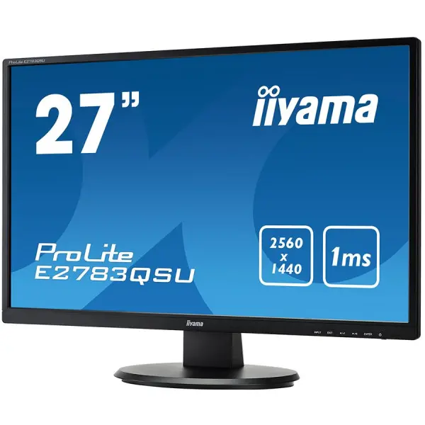 IIYAMA Monitor 27'' TN, 2560x1440 WQHD, 1ms,  FreeSync, 350cdm˛, DisplayPort, HDMI, DVI, Speakers, USB-HUB(2x3.0) ( E2783QSU-B1 ) 