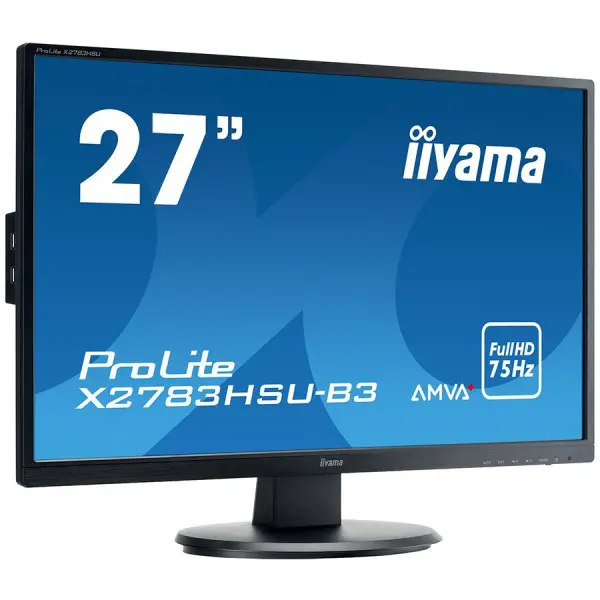 IIYAMA Monitor  27'' 1920x1080, 4ms, AMVA+ panel, 300cdm˛, VGA, DisplayPort, HDMI, Speakers,  USB-HUB ( X2783HSU-B3 ) 