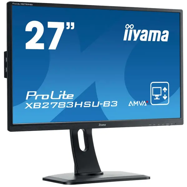 IIYAMA Monitor  27'' 1920x1080, 4ms, AMVA+ panel, 13cm height adj. stand, Pivot, 300cdm2, VGA, DisplayPort, HDMI, Speakers,  USB-HUB ( XB278