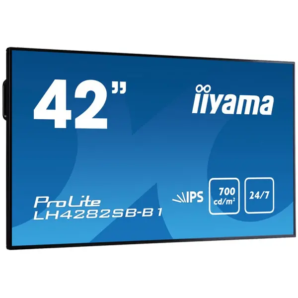 IIYAMA Monitor 42'' Super Slim, 1920x1080, IPS panel, 6,5mm bezel width, DP, DVI, 2xHDMI, Video, USB Media, Speakers, 700cdm˛, 1300:1 Static