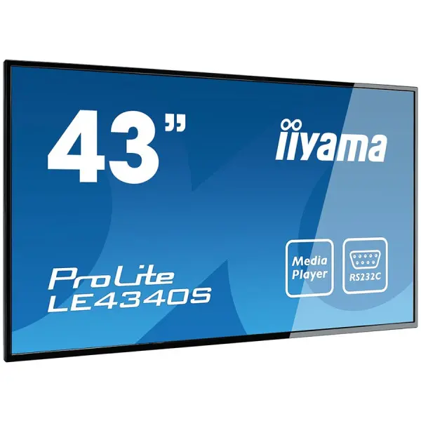 IIYAMA Monitor 43'' 1920x1080, AMVA3 panel, Fan-less, Speakers, Multiple In-Outputs (VGA, DVI-D, HDMI and more), 350 cdm^2, 3000:1 Static Co