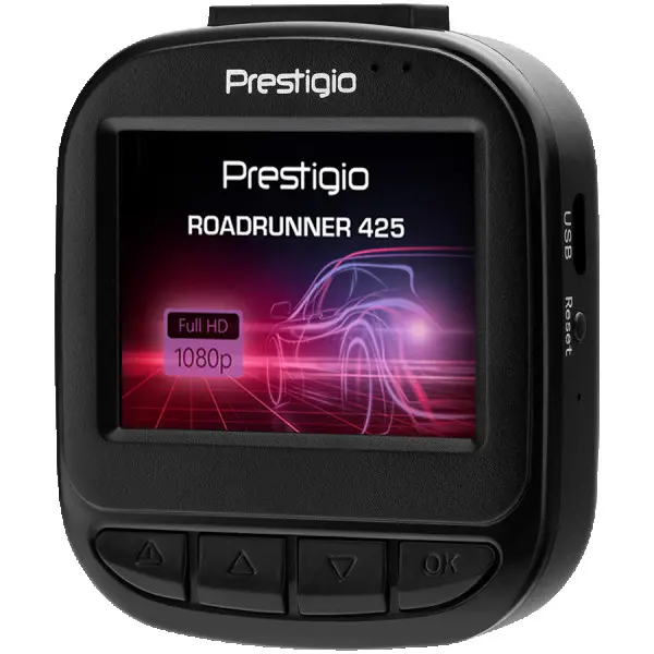 Prestigio RoadRunner 425, 2.0 LCD (960x240) display, FHD 1920x1080@30fps, HD 1280x720@30fps, GP5168, 2.0 MP CMOS GC2023 image sensor, 2 MP