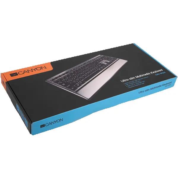 CANYON Keyboard CANYON CNS-HKB4 (Wired USB, Slim, with Multimedia functions, Aluminum finishing), US layout ( CNS-HKB4US ) 