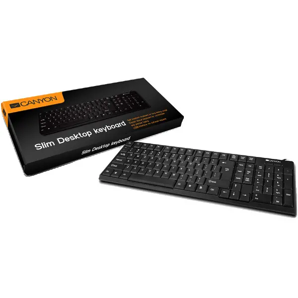 black, CANYON 104 keys keyboard with US layout,,spill resistant,USB interface ( CNE-CKEY1-US ) 
