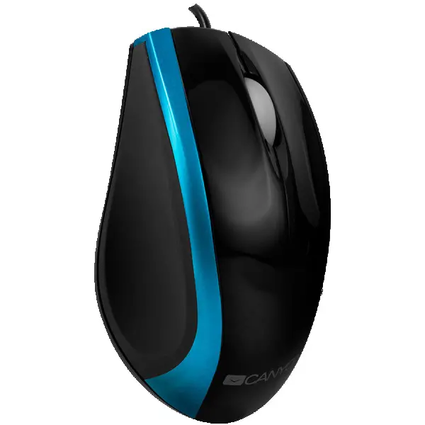 CANYON wired optical mouse with 3 buttons, DPI 1000, USB2.0, BlackBlue, cable length 1.2m, 107*71.5*39.8mm, 0.078kg ( CNR-MSO01NBL ) 