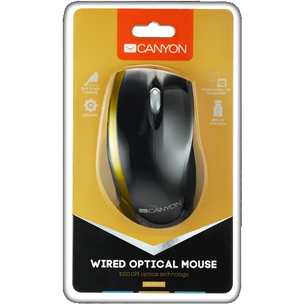 CANYON wired optical mouse with 3 buttons, DPI 1000, USB2.0, BlackGreen, cable length 1.2m, 107*71.5*39.8mm, 0.078kg ( CNR-MSO01NG ) 