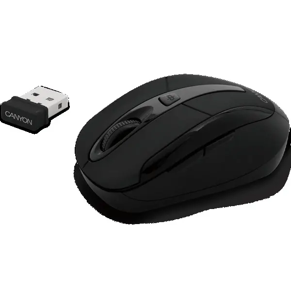 CANYON MSO -W6 2.4GHz wireless optical mouse with 6 buttons, DPI 80012001600, Black, 92*55*35mm, 0.054kg ( CNR-MSOW06B ) 