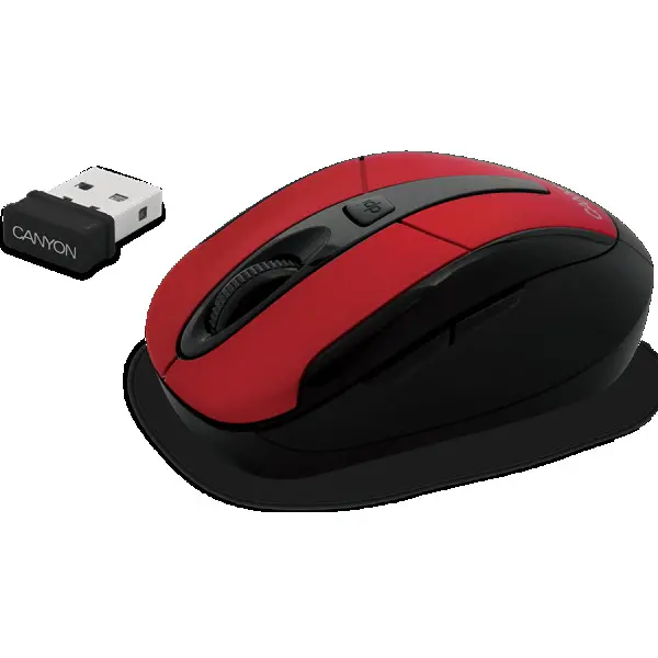 CANYON MSO-W6 2.4GHz wireless optical mouse with 6 buttons, DPI 80012001600, Red, 92*55*35mm, 0.054kg ( CNR-MSOW06R ) 