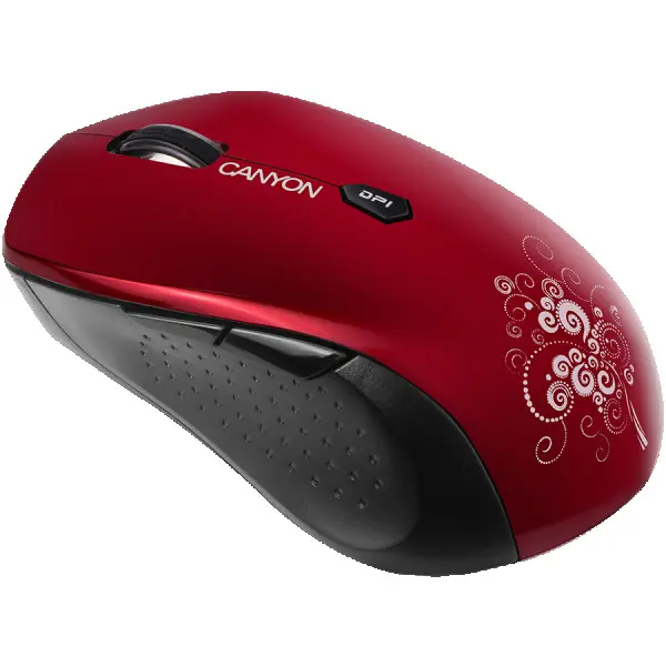 CANYON 2.4GHz wireless Optical  Mouse with 6 buttons, DPI 80012001600, power saving technology), Red, 108*71*39mm, 0.07kg ( CNS-CMSW4R ) 