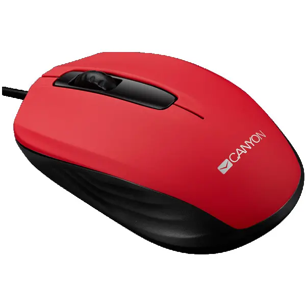 CANYON wired optical mouse with 3 buttons, DPI 1000, Red, cable length 1.26m, 35.2*103*60mm, 0.07kg ( CNE-CMS01R ) 