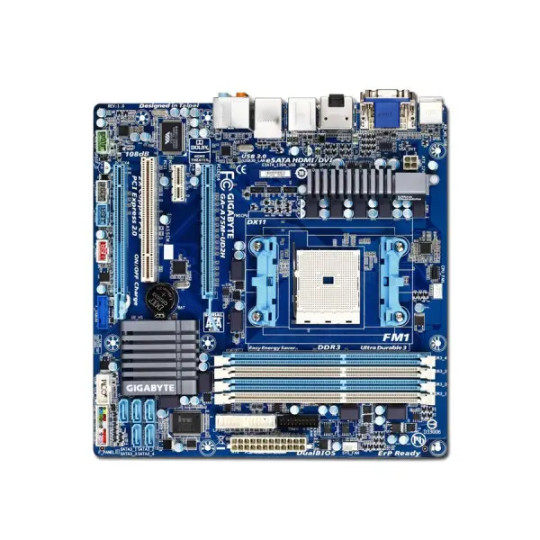 GIGABYTE Main Board Desktop AMD A75 (SFM1,DDR3,SATA IIIII,LAN,USB 2.03.0,DVI,HDMI) mATX Box ( A75M-UD2H ) 