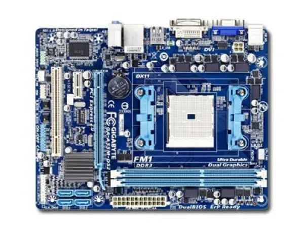 GIGABYTE Main Board Desktop  AMD A55 (SFM1, DDR3, PS2,LAN,DVI,USB2.0,Audio Interface,SATA II,VGA) mATX Retail ( GA-A55M-DS2 ) 