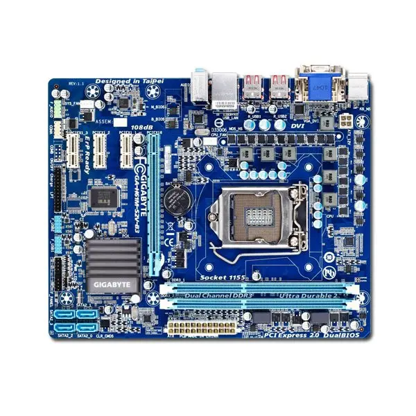 GIGABYTE Main Board Desktop INTEL iH61 (S1155,DDR3,VGA,SATA II,LAN,USB 2.0,DVI) mATX Box ( GA-H61M-S2V-B3 ) 