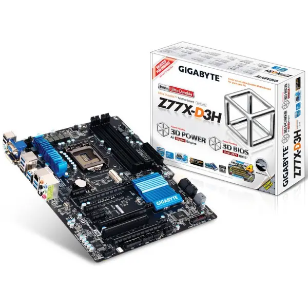 GIGABYTE Main Board Desktop iZ77 (S1155, DDR3, VGA, DVI, PS2, HDMI,USB3.0, USB2.0, LAN, Audio Interface, SATA III, SATA II) ATX Retail ( GA