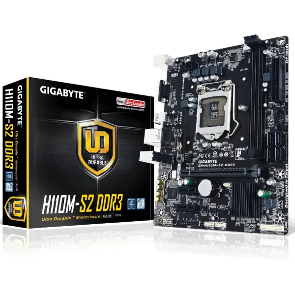 GIGABYTE Main Board Desktop INTEL H110 (Socket LGA1151,2xDDR3,VGA,1xPCIEX162xPCIEX1,USB3.0USB2.0, 4xSATA III,LAN) micro ATX retail ( GA-H11