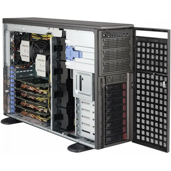Supermicro SuperServer SYS-7047GR-TPRF, 4U, Dual SKT, Intel C602 Chipset, SATA, Redundant PSU, IPMI - Black ( SYS-7047GR-TPRF ) 
