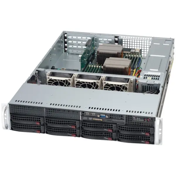 SUPERMICRO Server Platform SYS-6026T-URF, (incl. X8DTU-F, SC825TQ-R720UB), (2U Rack-Mountable, i5520, 2x(S1366), 12xDDR3 ECC Reg, 8xHDD 3.5