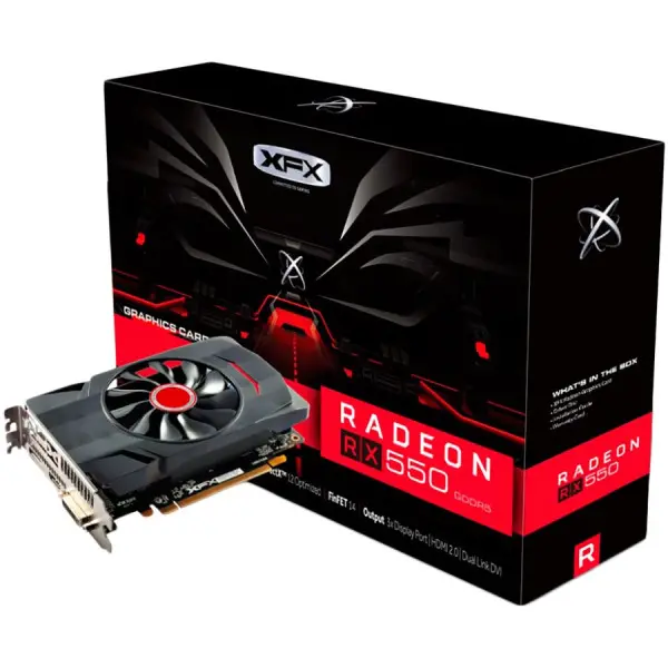 XFX Video Card AMD Radeon RX-550, 2GB 128bit DDR5, 1203 7000, PCI-E 3, DP, HDMI, DL-DVI-D, Single Fan, 1 slot ( RX-550P2PFG5 ) 