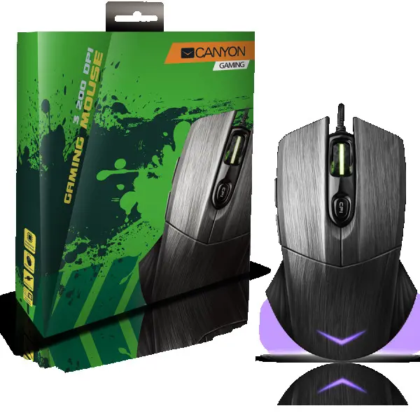 CANYON Gaming Mouse CND-SGM5 (Wired, Optical 40080016003200 dpi, 1255001000Hz, 3600 fps, 30g, 6 btn, USB,), Graphite ( CND-SGM5 ) 