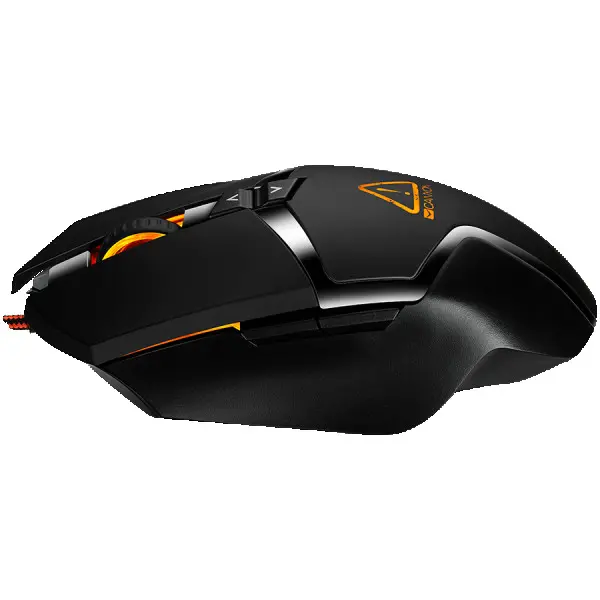 CANYON Wired gaming mouse programmable, Sunplus 189E2 IC sensor, DPI up to 4800 adjustable by software, Black rubber coating with chrome de