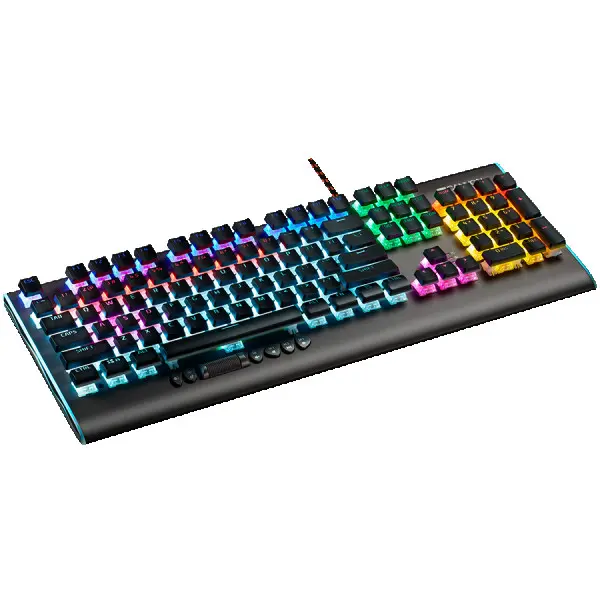 CANYON Wired multimedia gaming keyboard with lighting effect, 20pcs rainbow LED & 19pcs RGB light, Numbers 104keys, EN double injection lay