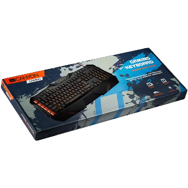 CANYON Wired multimedia gaming keyboard with lighting effect, Marco setting function G1-G5 five keys. Numbers 118keys, US layout, cable len