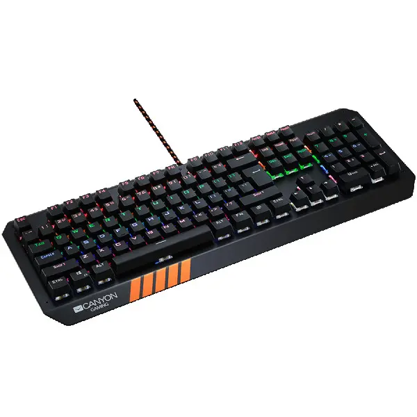 CANYON 3in1 Gaming set, Keyboard with rainbow LED(104 keys), Mouse with RGB(DPI 800160032004200), Mouse Mat with size 350*250*3mm, Black, 1