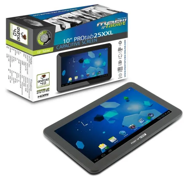 PC Tablet POINT OF VIEW - TAB-PROTAB25XXL - 10'' (4Gb), Single core A8 CPU 1.2GHz, Mali 400 GPU, LCD Capacitve touch screen, 1024MB DDR3 SDR