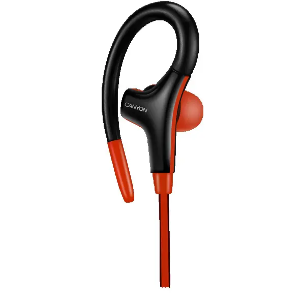 CANYON Stereo sport earphones with microphone, cable length 1.2m, Red, 32*58*25mm, 0.017kg ( CNS-SEP2R ) 
