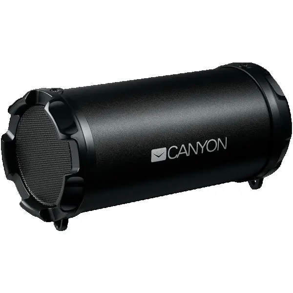 Canyon Bluetooth Speaker, BT V4.2, Jieli AC6905A, TF card support, 3.5mm AUX, micro-USB port, 1500mAh polymer battery, Black, cable length 