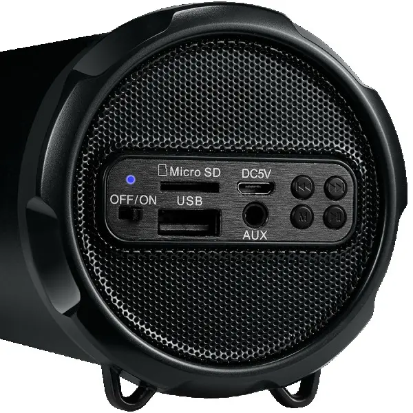 Canyon Bluetooth Speaker, BT V4.2, Jieli AC6905A, TF card support, 3.5mm AUX, micro-USB port, 1500mAh polymer battery, Black, cable length 