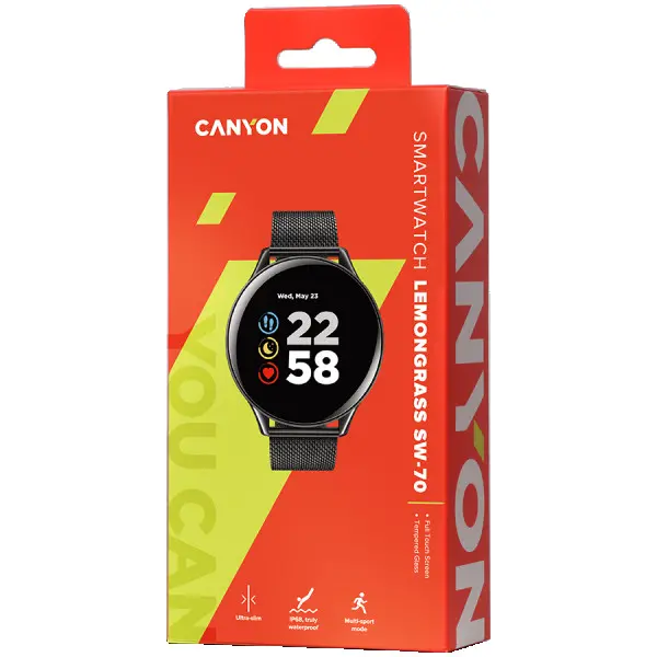 CANYON Lemongrass SW-70 Smart watch, 1.3inches IPS full touch screen, Zinc plastic body,IP68 waterproof, multi-sport mode with swimming mod (2)