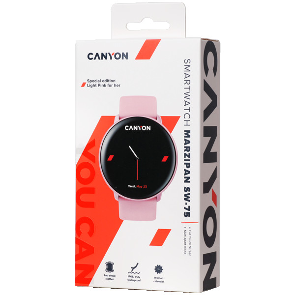 CANYON Marzipan SW-75 Smart watch, 1.22inches IPS full touch screen, aluminium+plastic body,IP68 waterproof, multi-sport mode with swimming (2)