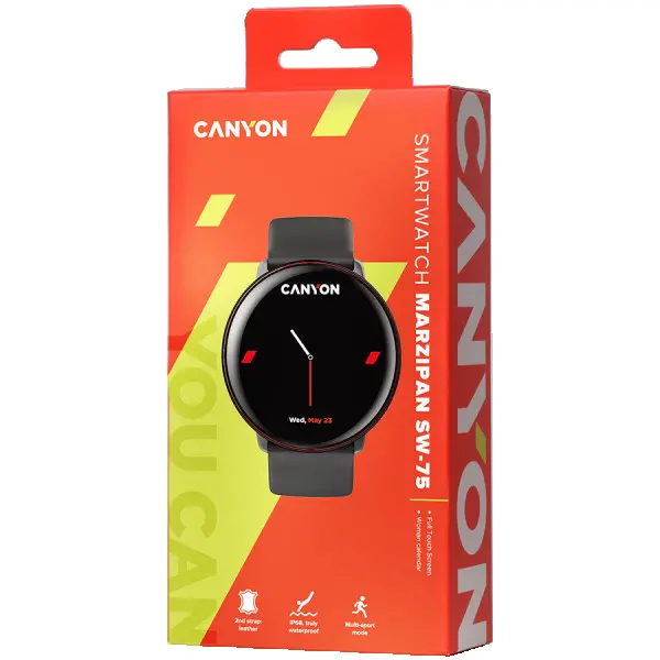 CANYON Marzipan SW-75 Smart watch, 1.22inches IPS full touch screen, aluminium+plastic body,IP68 waterproof, multi-sport mode with swimming (3)