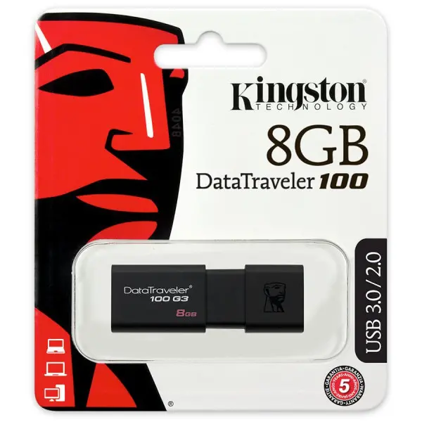 Kingston  8GB USB 3.0 DataTraveler 100 G3, EAN: 740617211689 ( DT100G38GB ) 