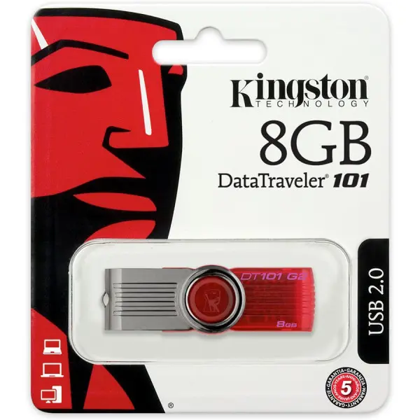 Kingston  8GB DataTraveler 101 Gen 2 (Capless Red), EAN: 740617169836 ( DT101G28GB ) 
