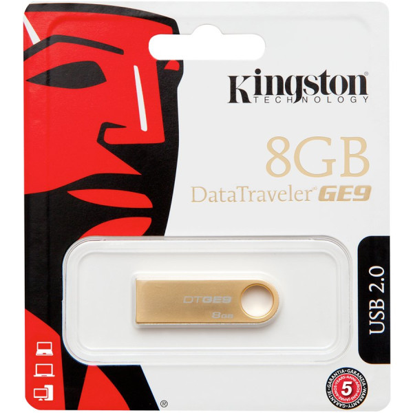 Kingston  8GB USB 2.0 DataTraveler GE9 (Gold Metal casing), EAN: 740617211092 ( DTGE98GB ) 