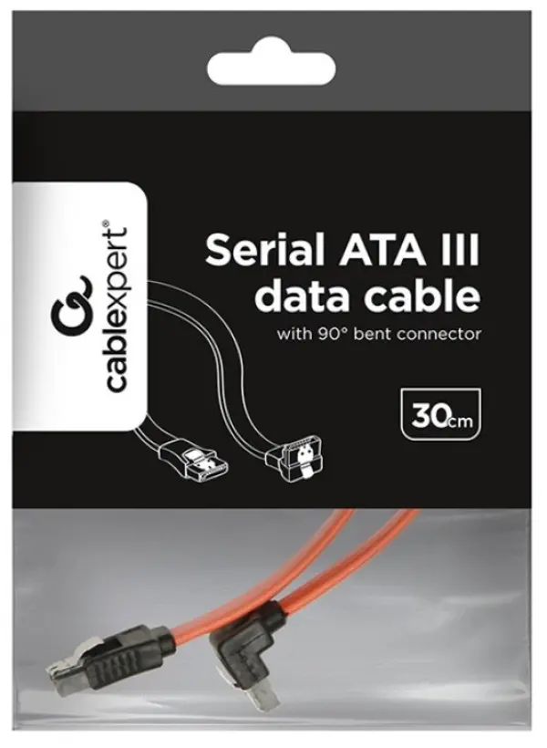 CC-SATAM-DATA90-0.3 Gembird Metal clips, Serial ATA data kabl flat 0,3m 90 degree bent connector