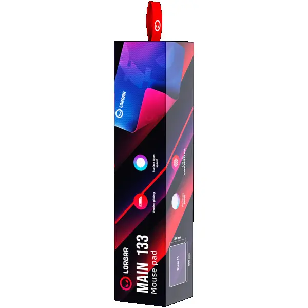 Lorgar Main 133, Gaming mouse pad, High-speed surface, Purple anti-slip rubber base, size: 360mm x 300mm x 3mm, weight 0.2kg ( LRG-GMP133 )