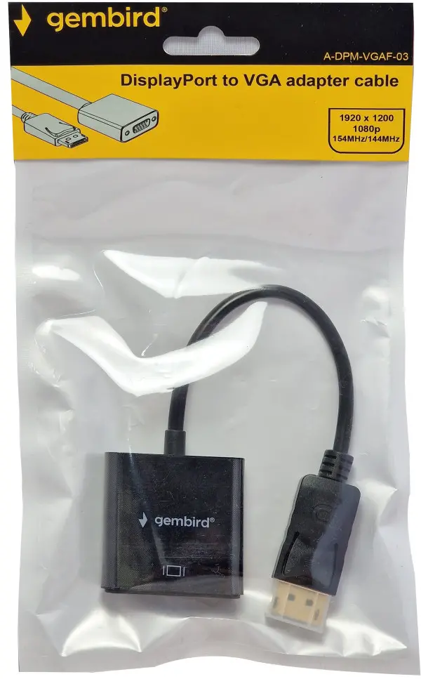 A-DPM-VGAF-03 Gembird DisplayPort to VGA adapter cable, BLACK
