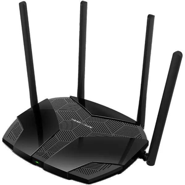 Mercusys MR80X AX3000 Dual-Band Wi-Fi 6 Router, 574 Mbps at 2.4 GHz + 2402 Mbps at 5 GHz, 4× Fixed External Antennas, 3× G LAN Ports, 1× G 