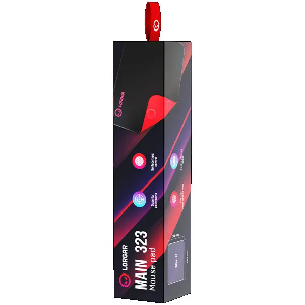 Lorgar Main 323, Gaming mouse pad, Precise control surface, Red anti-slip rubber base, size: 360mm x 300mm x 3mm, weight 0.21kg ( LRG-GMP32